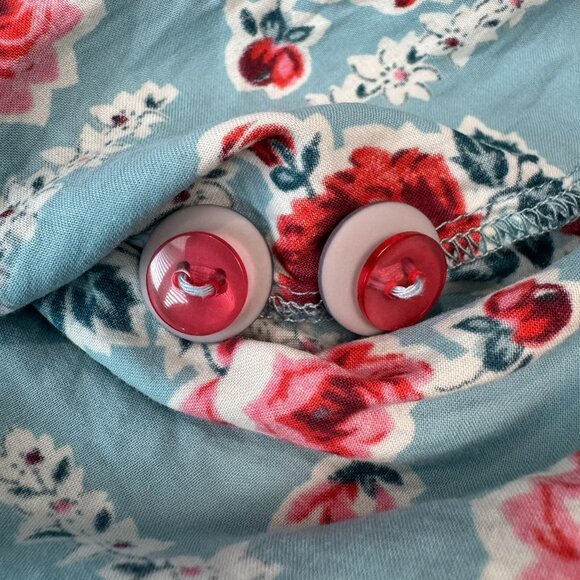 April Cornell Blue Red Floral Sleeveless Drop Waist Dress D19 - Picture 4 of 6